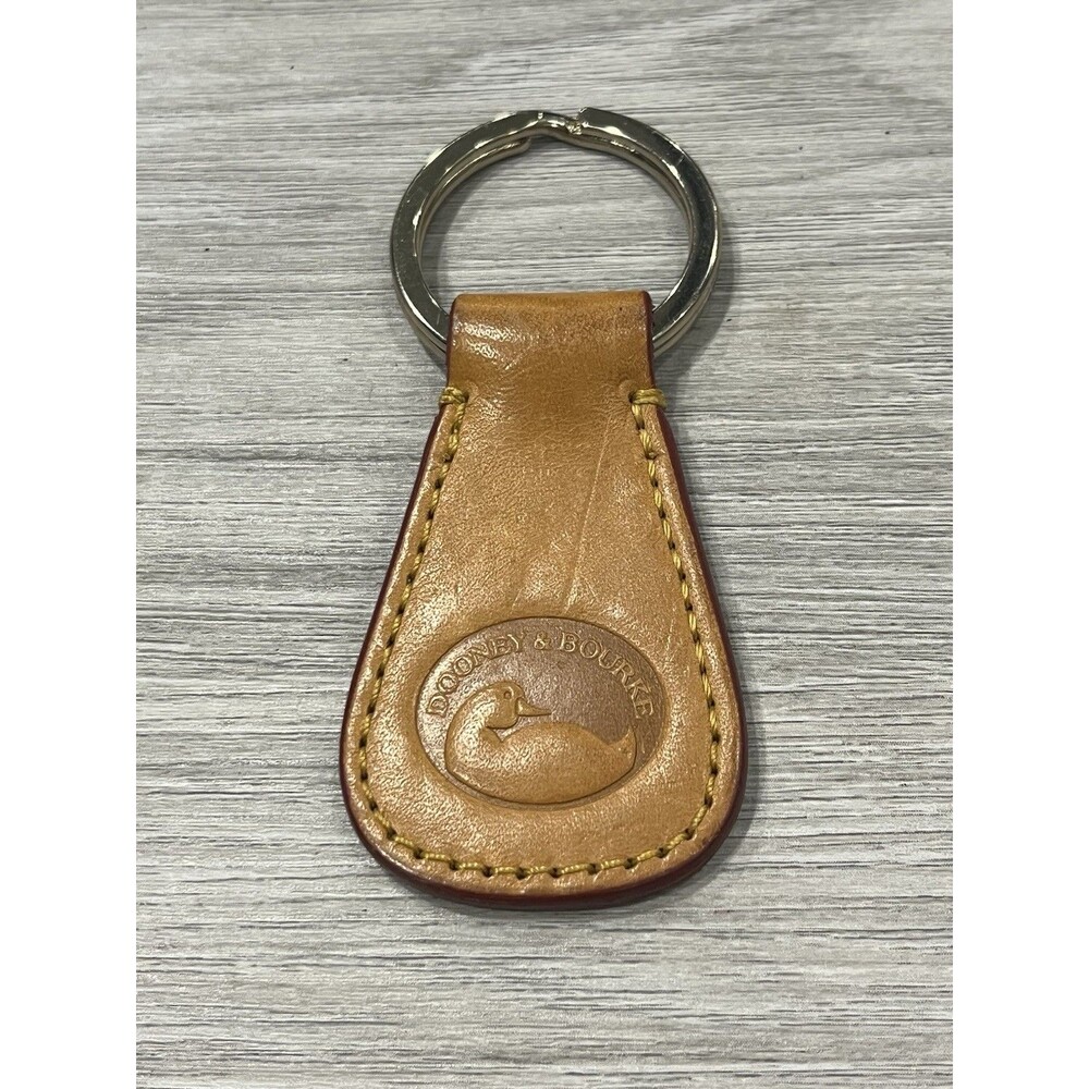 Dooney & Bourke Vachetta Tan Leather Duck Logo Key Fob